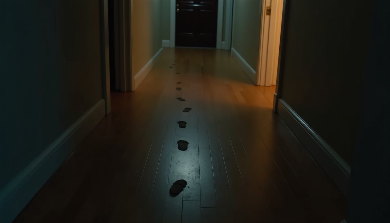 Footprints in hallway